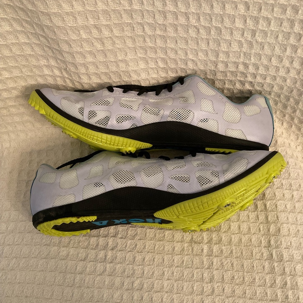 Mens Hoka One One Rocket White/Blue Running Track Spikes Size 11.5 - Picture 3 of 8